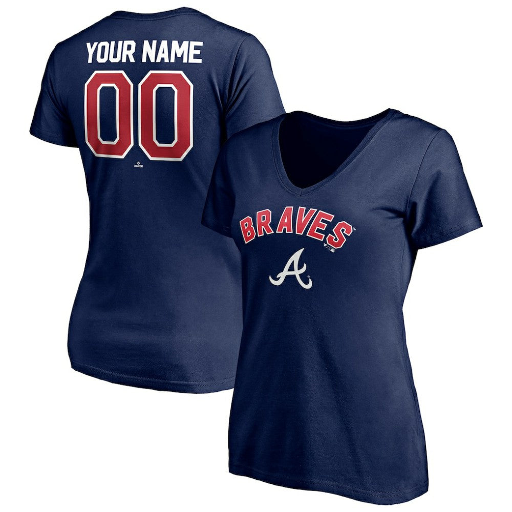 Atlanta Braves Women's Personalized Winning Streak Name & Number V-Neck T-Shirt - MLB T-shirts