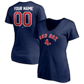 Boston Red Sox Women's Personalized Winning Streak Name & Number V-Neck T-Shirt - MLB T-shirts