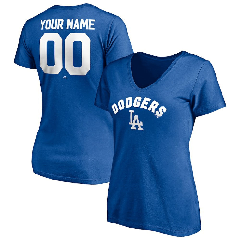 Los Angeles Dodgers Women's Personalized Winning Streak Name & Number V-Neck T-Shirt - MLB T-shirts