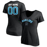 Miami Marlins Women's Personalized Winning Streak Name & Number V-Neck T-Shirt - MLB T-shirts