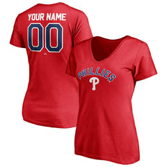 Philadelphia Phillies Women's Personalized Winning Streak Name & Number V-Neck T-Shirt - MLB T-shirts