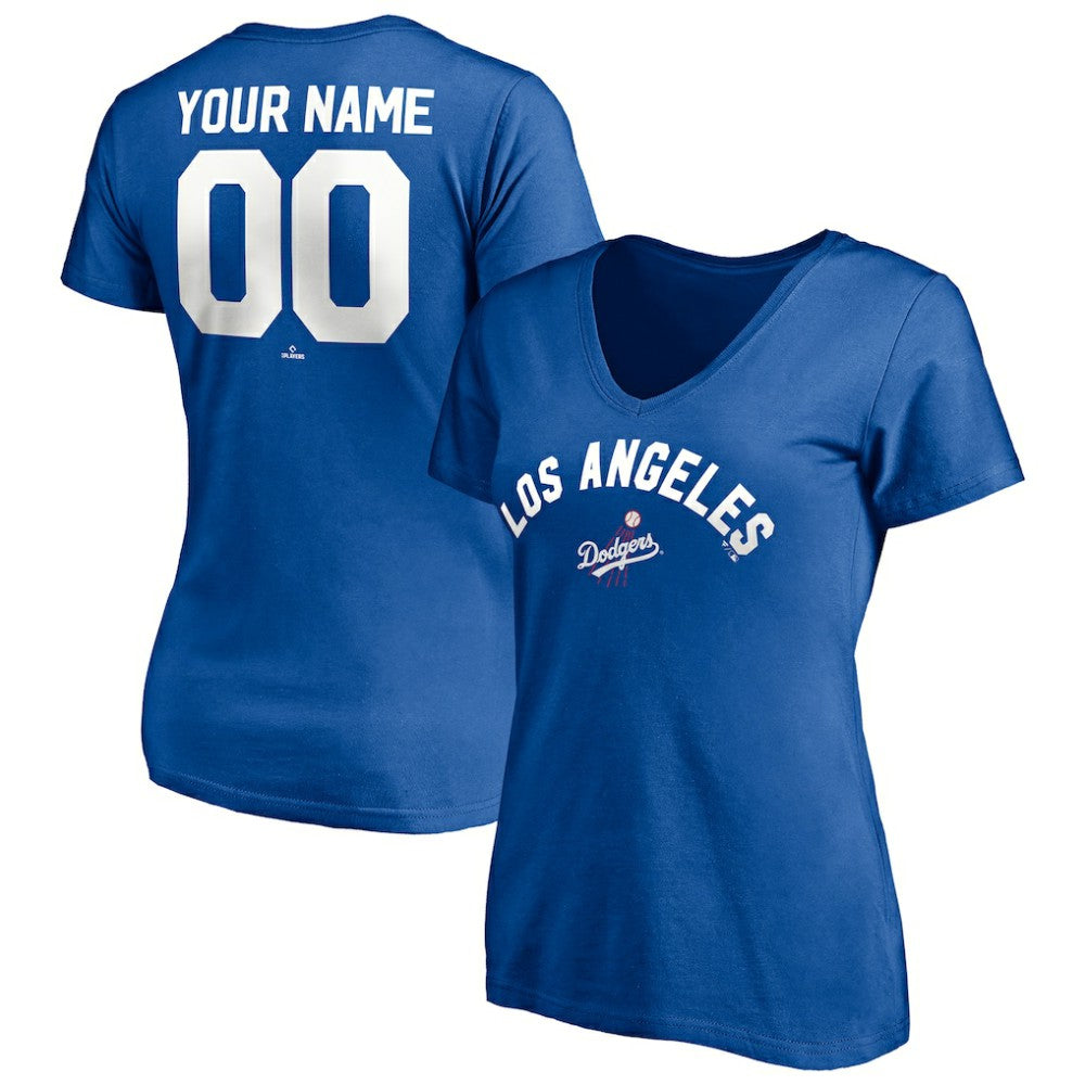 Los Angeles Dodgers Women's Cooperstown Winning Streak Personalized Name & Number V-Neck T-Shirt - MLB T-shirts