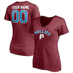Philadelphia Phillies Women's Cooperstown Winning Streak Alternate Personalized Name & Number V-Neck T-Shirt - MLB T-shirts