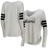 Miami Marlins Tiny Turnip Women's Jalynne Jersey Tri-Blend Long Sleeve V-Neck T-Shirt - MLB Jerseys