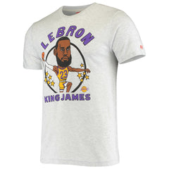 Heathered Ash LeBron James Los Angeles Lakers Homage Caricature Tri-Blend T-Shirt | NBA