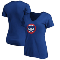 Chicago Cubs Women's Cooperstown Collection Huntington Logo V-Neck T-Shirt - MLB T-shirts