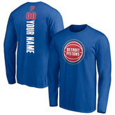Blue Detroit Pistons Playmaker Personalized Name & Number Long Sleeve T-Shirt sale | NBA