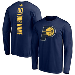 Navy Indiana Pacers Playmaker Personalized Name & Number Long Sleeve T-Shirt | NBA
