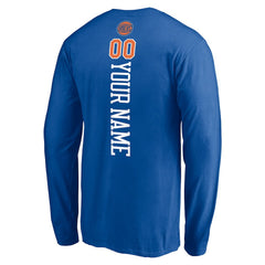 Blue New York Knicks Playmaker Personalized Name & Number Long Sleeve T-Shirt | NBA