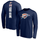 Navy Oklahoma City Thunder Playmaker Personalized Name & Number Long Sleeve T-Shirt | NBA