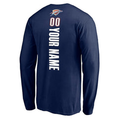 Navy Oklahoma City Thunder Playmaker Personalized Name & Number Long Sleeve T-Shirt | NBA