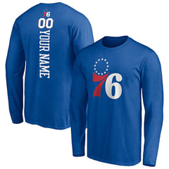 Royal Philadelphia 76ers Playmaker Personalized Name & Number Long Sleeve T-Shirt sale | NBA