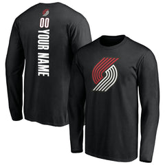 Black Portland Trail Blazers Playmaker Personalized Name & Number Long Sleeve T-Shirt | NBA