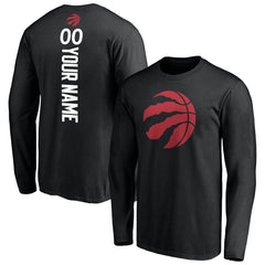 Black Toronto Raptors Playmaker Personalized Name & Number Long Sleeve T-Shirt | NBA