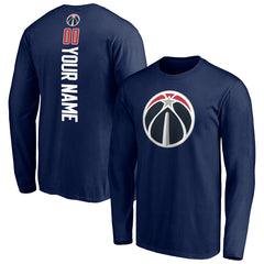 Navy Washington Wizards Playmaker Personalized Name & Number Long Sleeve T-Shirt | NBA