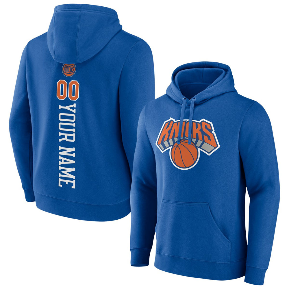 Blue New York Knicks Playmaker Personalized Name & Number Pullover Hoodie | NBA