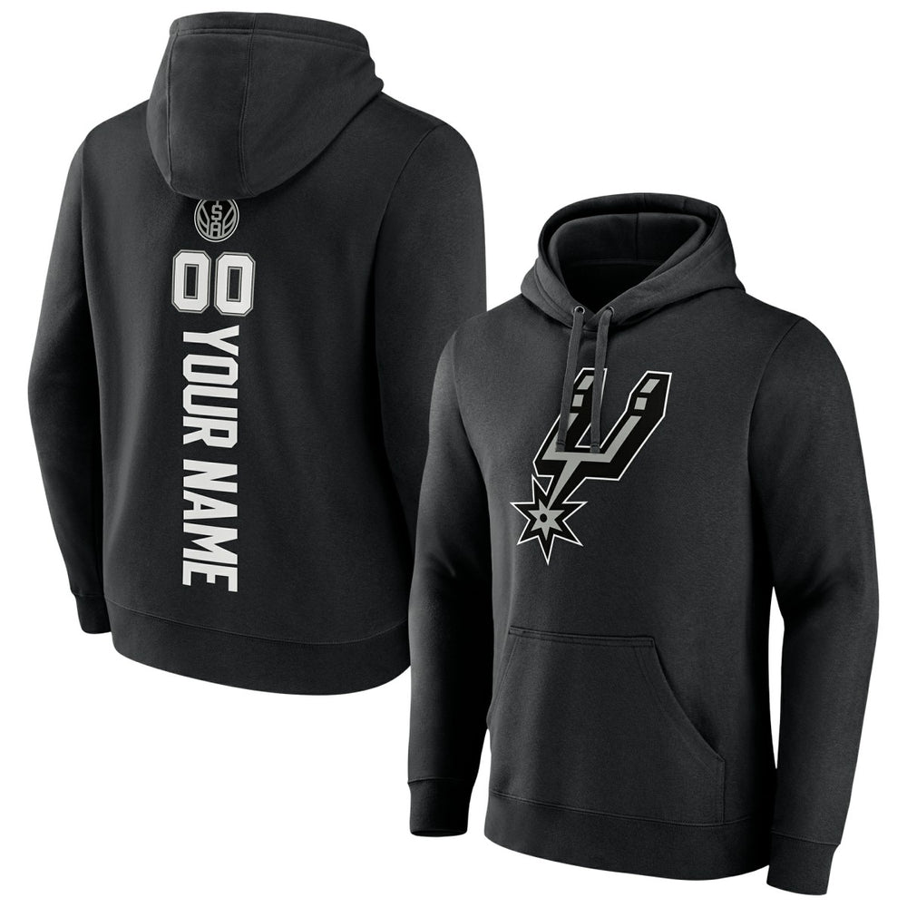 Black San Antonio Spurs Playmaker Personalized Name & Number Pullover Hoodie | NBA