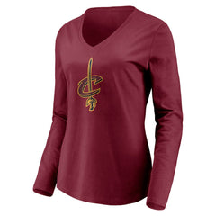 Wine Cleveland Cavaliers Women's Playmaker Personalized Name & Number Long Sleeve V-Neck T-Shirt sale | NBA