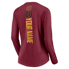 Wine Cleveland Cavaliers Women's Playmaker Personalized Name & Number Long Sleeve V-Neck T-Shirt sale | NBA