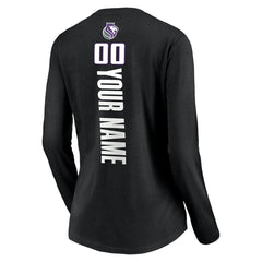 Black Sacramento Kings Women's Playmaker Personalized Name & Number Long Sleeve V-Neck T-Shirt | NBA