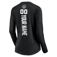 Black San Antonio Spurs Women's Playmaker Personalized Name & Number Long Sleeve V-Neck T-Shirt | NBA