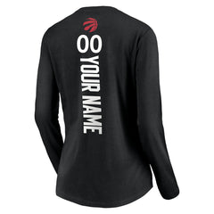 Black Toronto Raptors Women's Playmaker Personalized Name & Number Long Sleeve V-Neck T-Shirt | NBA