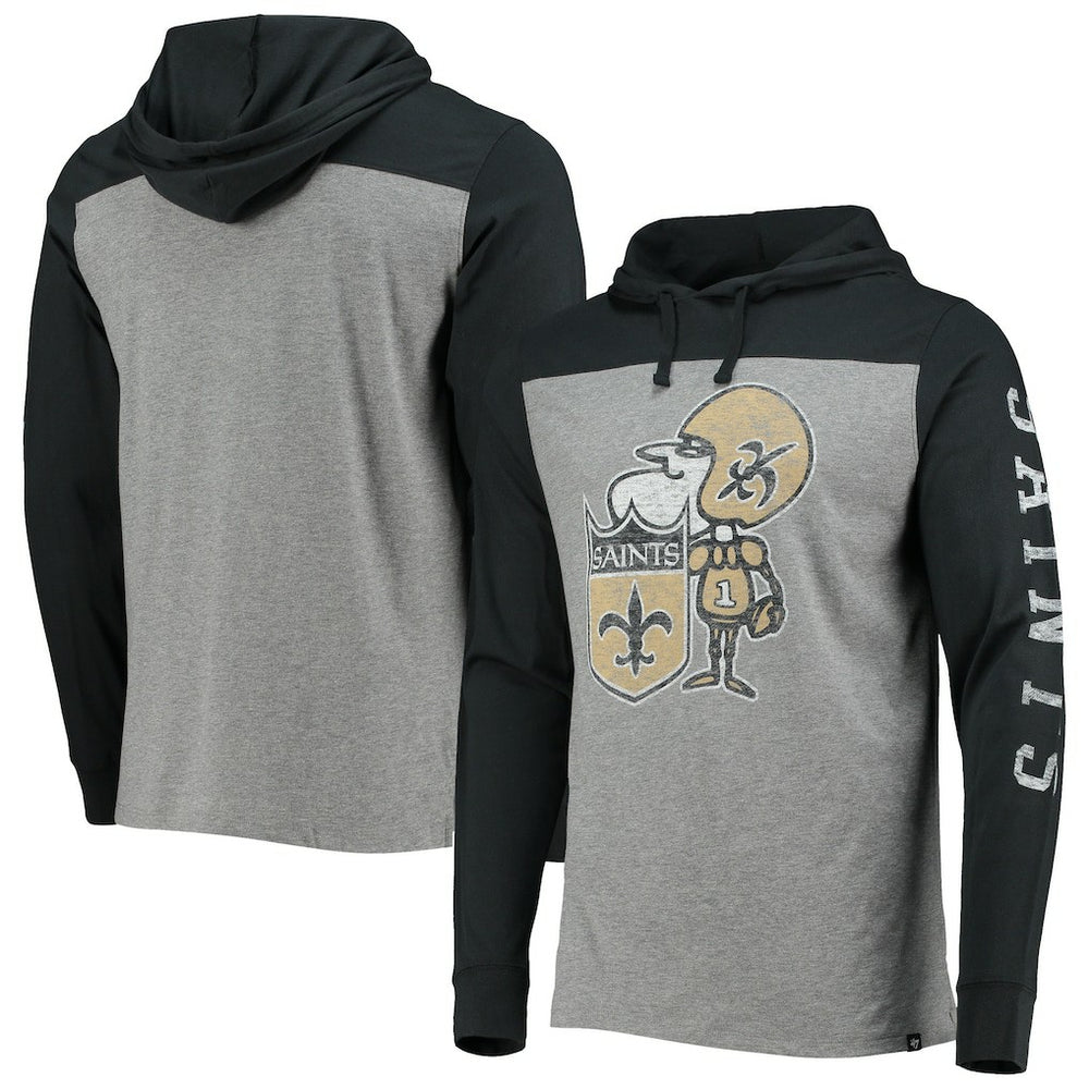 New Orleans Saints '47 Franklin Wooster Throwback Long Sleeve Hoodie T-Shirt | NFL On sale