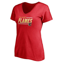 Calgary Flames Fanatics Women's Plus Size Mascot In Bounds V-Neck T-Shirt - NHL T-shirts