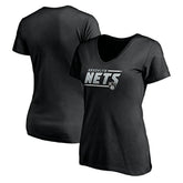 Black Brooklyn Nets Women's Mascot In Bounds V-Neck T-Shirt | NBA