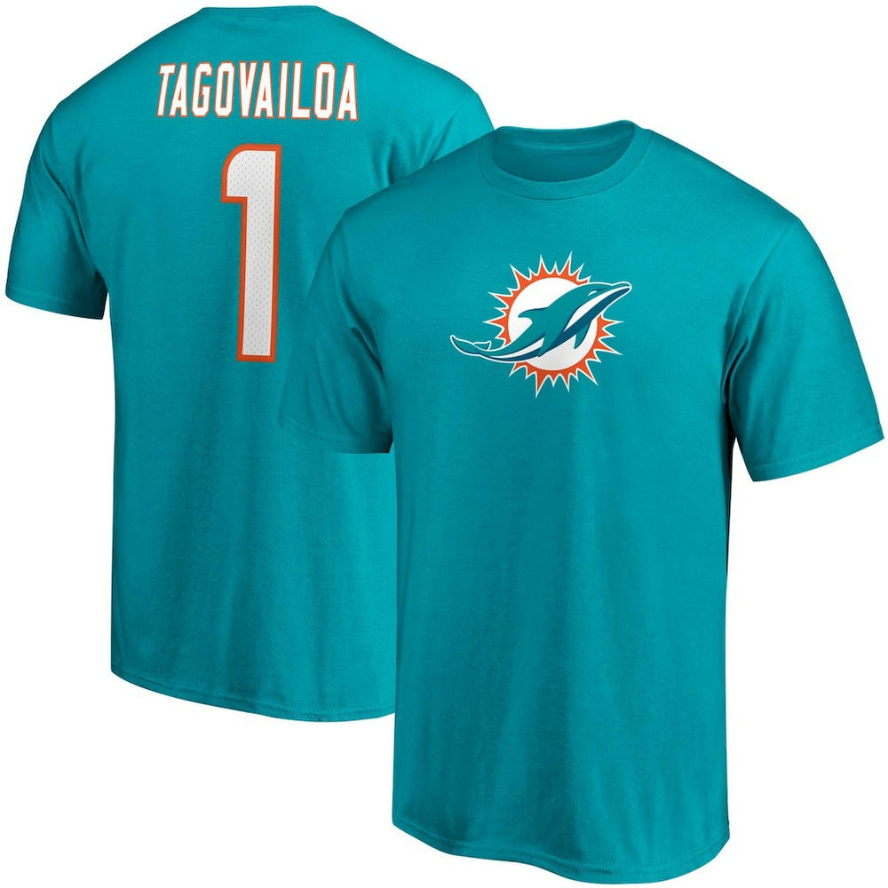 Miami Dolphins Tua Tagovailoa Player Icon Name & Number T-Shirt | NFL Sale