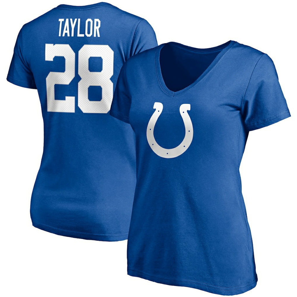 Indianapolis Colts Jonathan Taylor Women's Player Icon Name & Number V-Neck T-Shirt | NFL New