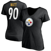 Pittsburgh Steelers T.J. Watt Women's Player Icon Name & Number V-Neck T-Shirt | NFL New