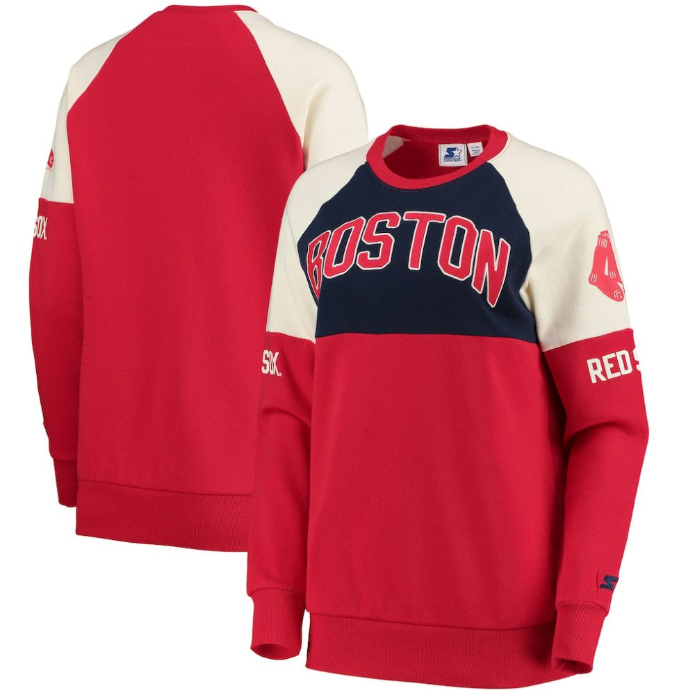 Boston Red Sox Starter Women's Baseline Raglan Pullover Sweatshirt - MLB Pullover