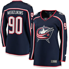 Elvis Merzlikins Columbus Blue Jackets Fanatics Women's Home Breakaway Jersey - NHL Jerseys