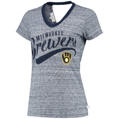 Milwaukee Brewers Touch Women's Hail Mary V-Neck Back Wrap T-Shirt - MLB T-shirts
