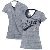 Boston Red Sox Touch Women's Hail Mary V-Neck Back Wrap T-Shirt - MLB T-shirts