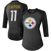 Pittsburgh Steelers Chase Claypool Women's Team Player Name & Number Tri-Blend Raglan 3/4-Sleeve T-Shirt | NFL US