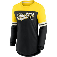 Pittsburgh Steelers Women's Retro Script Performance Tri-Blend Long Sleeve T-Shirt | NFL Discount
