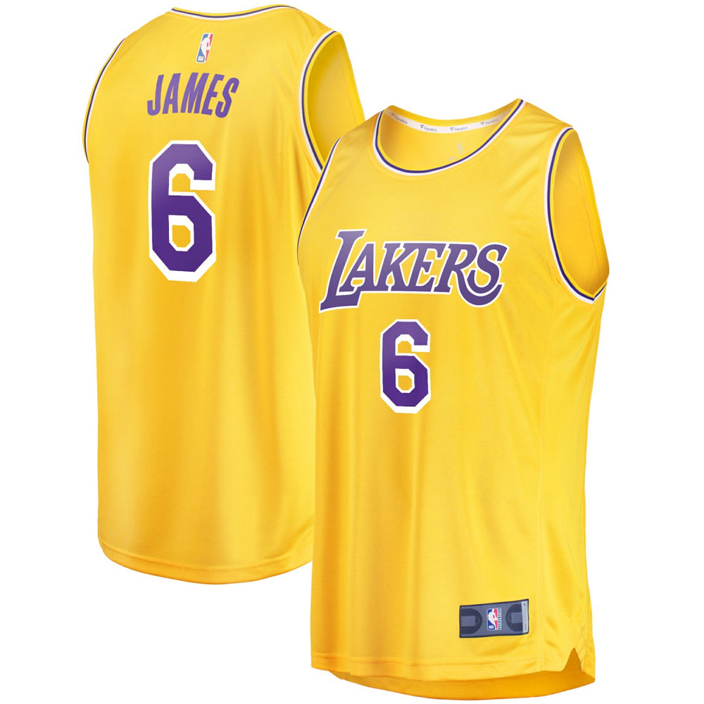 Icon Edition LeBron James Los Angeles Lakers #6 Fast Break Replica Player Jersey Gold | NBA