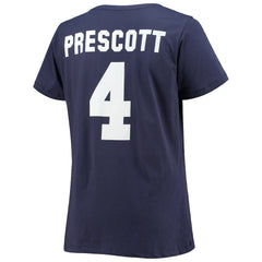 Dallas Cowboys Dak Prescott Women's Plus Size Fair Catch Name & Number V-Neck T-Shirt | NFL Discount