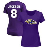 Baltimore Ravens Lamar Jackson Women's Plus Size Name & Number V-Neck T-Shirt | NFL Online