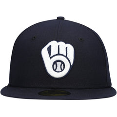 Milwaukee Brewers New Era White Logo 59FIFTY Fitted Hat - MLB Hats