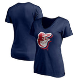 Baltimore Orioles Women's Red White and Team V-Neck T-Shirt - MLB T-shirts