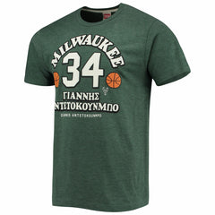 Hunter Green Giannis Antetokounmpo Milwaukee Bucks Homage Greek Tri-Blend T-Shirt | NBA
