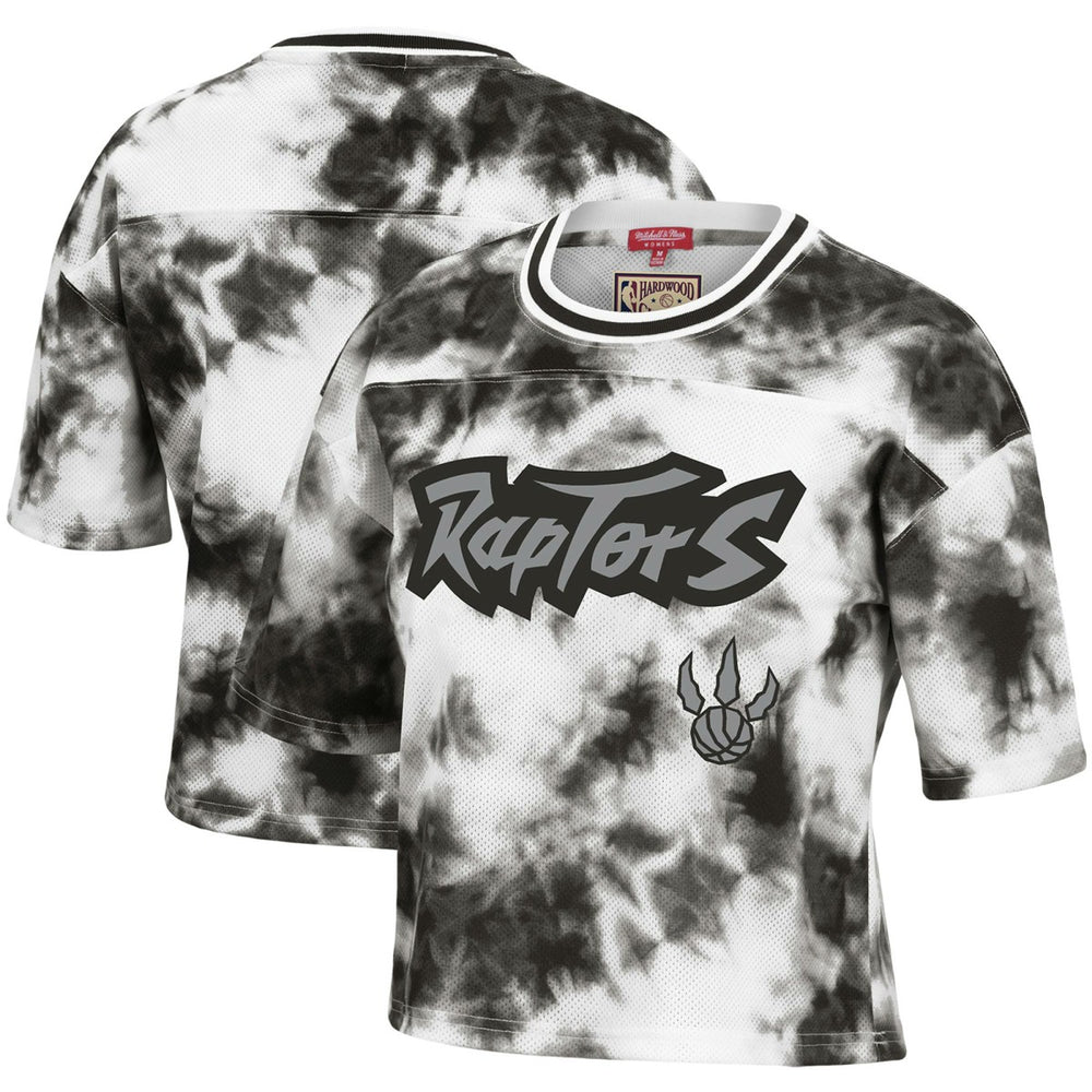 Black/White Toronto Raptors Women's Hardwood Classics Tie-Dye Cropped T-Shirt | NBA