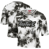 Black/White Toronto Raptors Women's Hardwood Classics Tie-Dye Cropped T-Shirt | NBA