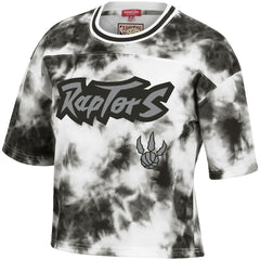 Black/White Toronto Raptors Women's Hardwood Classics Tie-Dye Cropped T-Shirt | NBA