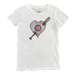 Chicago Cubs Tiny Turnip Women's Heart Bat T-Shirt - MLB T-shirts