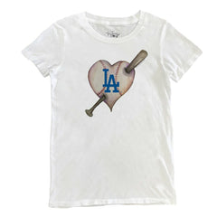 Los Angeles Dodgers Tiny Turnip Women's Heart Bat T-Shirt - MLB T-shirts