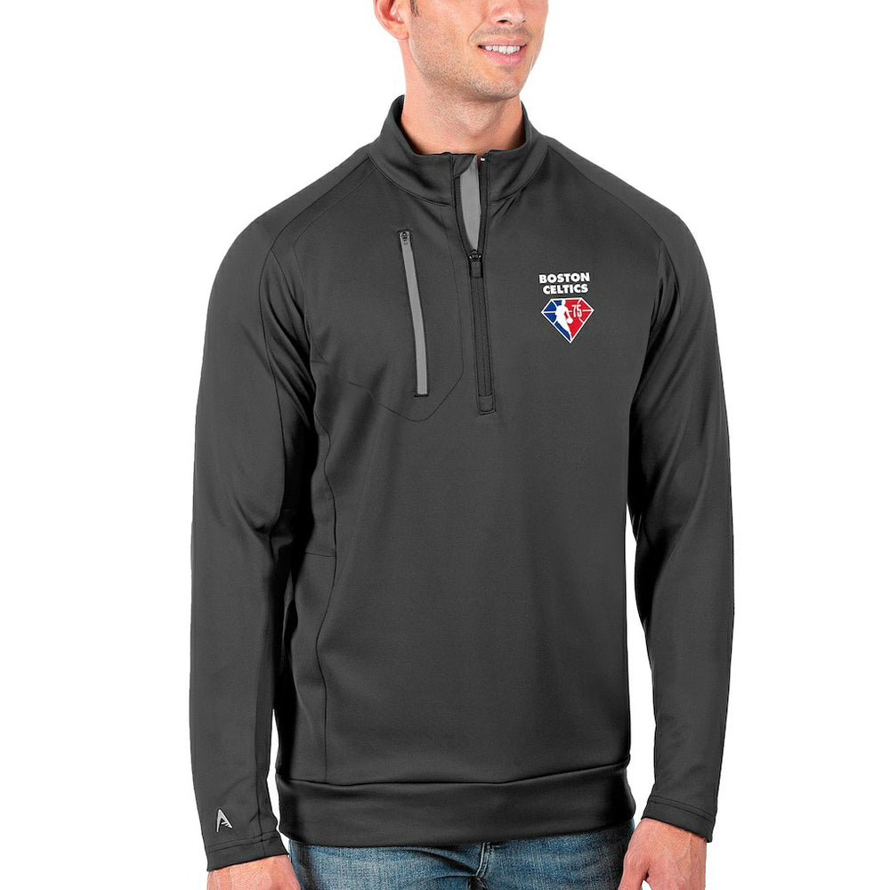 Charcoal Boston Celtics Antigua NBA 75th Anniversary Generation Quarter-Zip Pullover Jacket | NBA